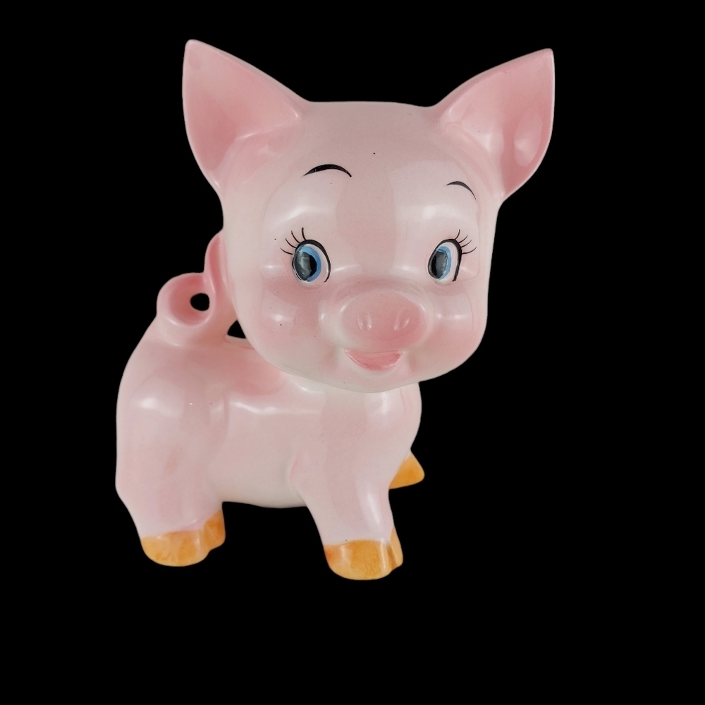 Vintage Kitsch Pink Ceramic Piggy Bank Japan Collectable Mid Century - Picture 2 of 14